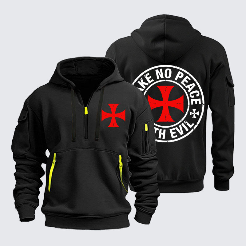 Zipper Hoodies - Make No Peace with Evil Knight Templar Cross