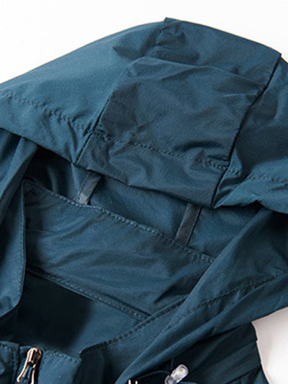Men's Outdoor Sun Protection Breathable Cool Mask Hooded Sun Protection Long Sleeve Zipper Jacket