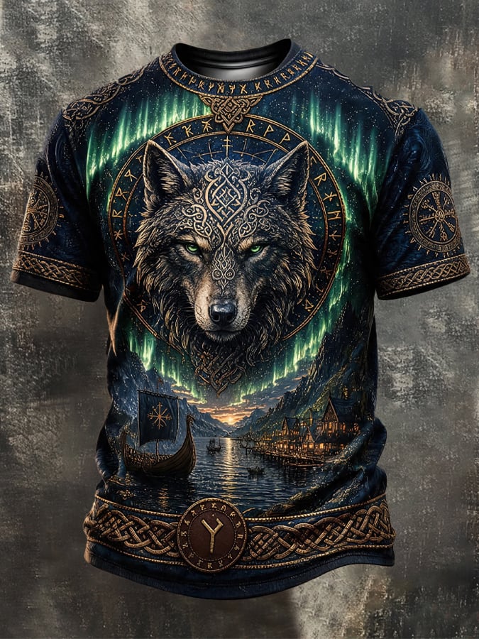 Men's Vintage Viking-Print T-Shirt