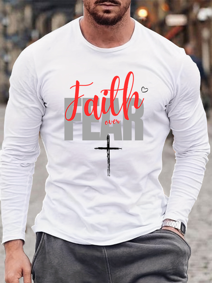 Faith over Fear Christian Cotton Long Sleeve T-Shirt