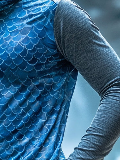 Men's Outdoor Sun Protection Breathable Cooling Mask Hooded Sun Protection Long-Sleeved Top