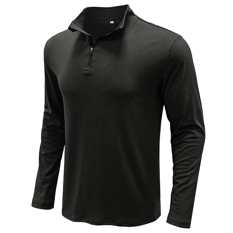 Men's Basic Stand Collar Zipper Polo Shirt