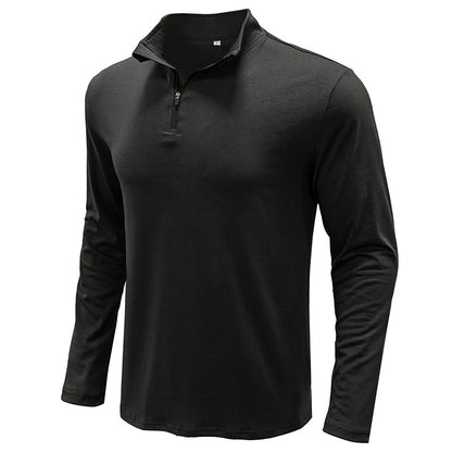Men's Basic Stand Collar Zipper Polo Shirt