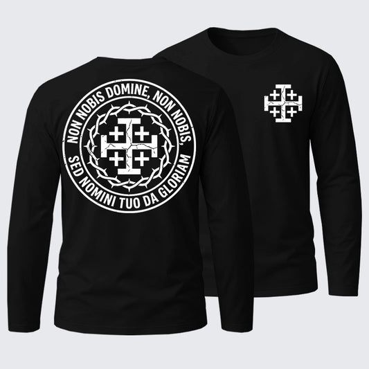 Non Nobis Domine, Non Nobis, Sed Nomini Tuo Da Gloriam Cotton Long Sleeve T-Shirt