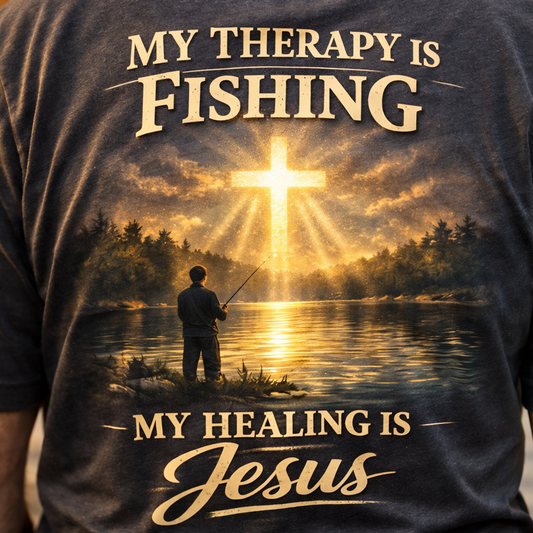 My Therapy Is Fishing My Healing Is Jesus T-Shirt