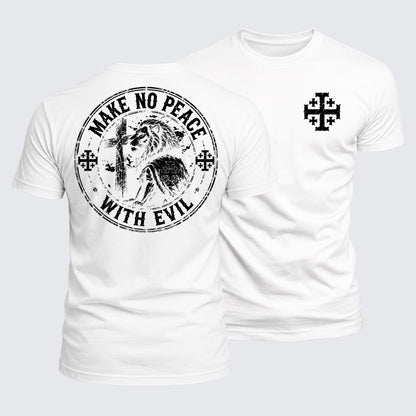 Luxe Mercerized Cotton Tee - Make No Peace with Evil Jerusalem Cross Lion