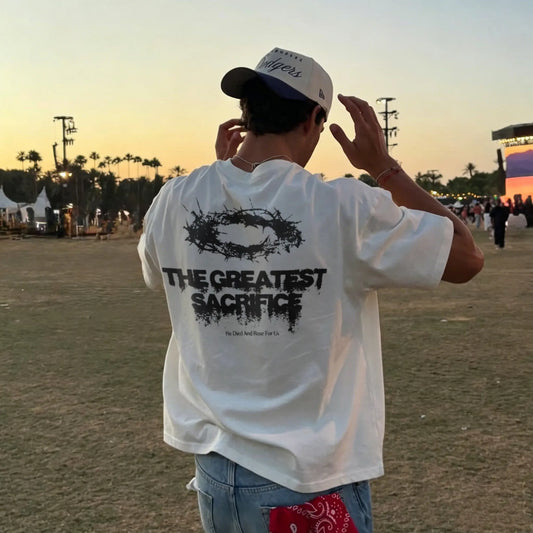 The Greatest Sacrifice He Died And Rose For Us Printed Men's T-shirt