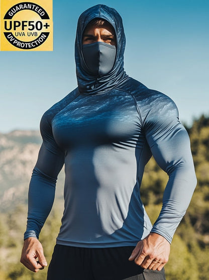 Men's Outdoor Sun Protection Breathable Cool Hooded Sun Protection Long Sleeve Top