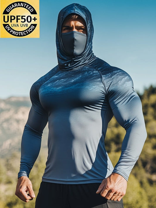Men's Outdoor Sun Protection Breathable Cool Hooded Sun Protection Long Sleeve Top