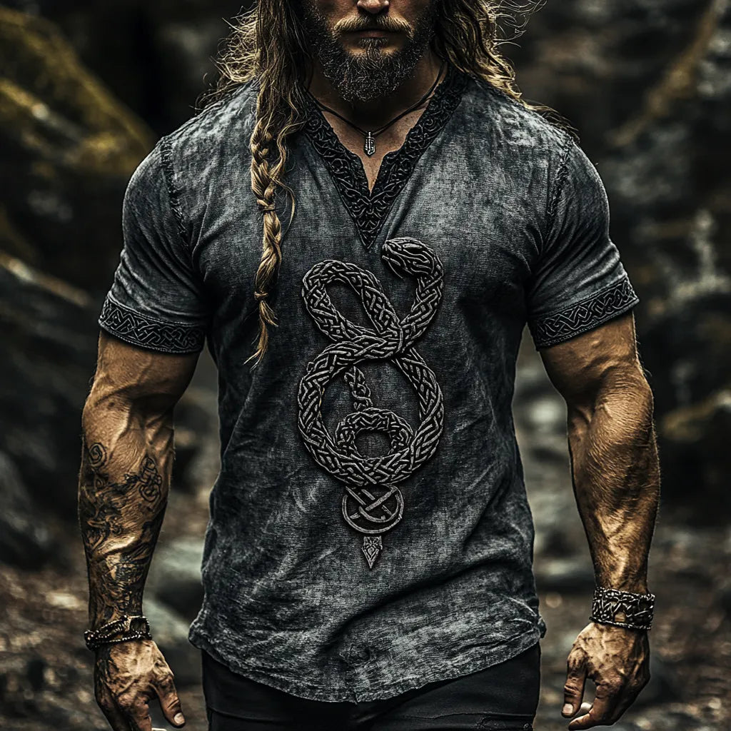 Men's Celtic Knot Snake Totem Mythology T-shirt