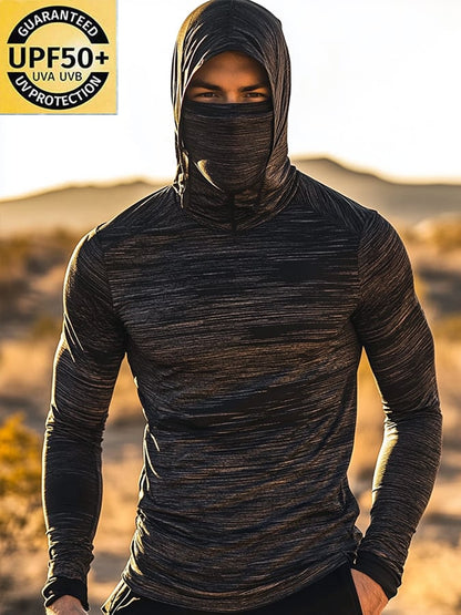 Men's Outdoor Sun Protection Breathable Cool Hooded Sun Protection Long Sleeve Top