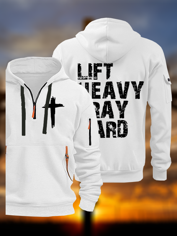 Lift Heavy Pray Hard Gym Jesus God Christian Zipper Hoodies