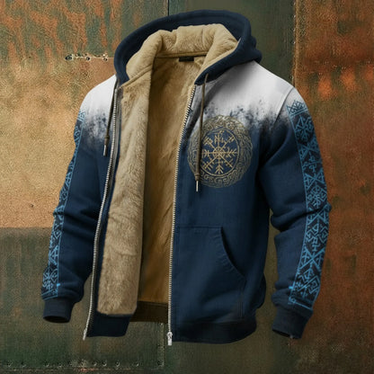 Nordic Style Viking Rune Fleece Inner Lined Winter Hoodie