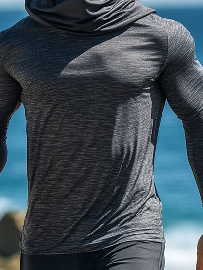 Men's Outdoor Sun Protection Breathable Cool Hooded Sun Protection Long Sleeve Top