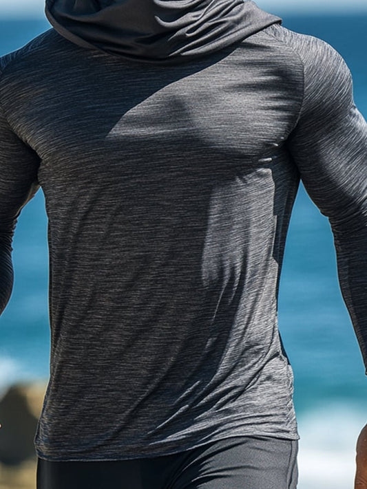 Men's Outdoor Sun Protection Breathable Cool Hooded Sun Protection Long Sleeve Top