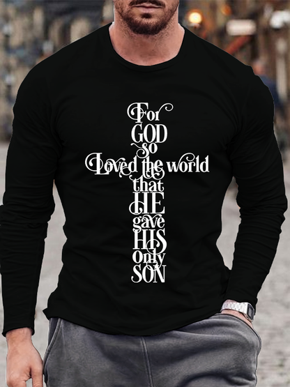For God So Loved The World Christian Cotton Long Sleeve T-Shirt