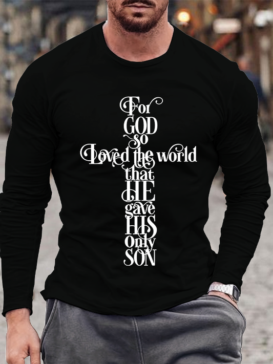 For God So Loved The World Christian Cotton Long Sleeve T-Shirt