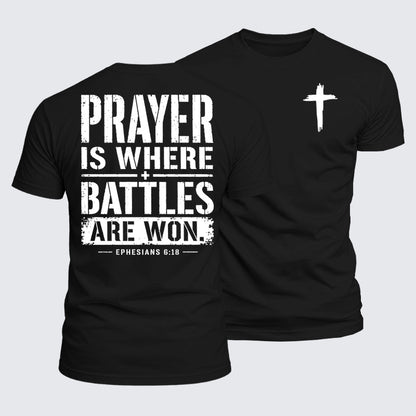 Luxe Mercerized Cotton Tee - Prayer Is Where Battles Are Won