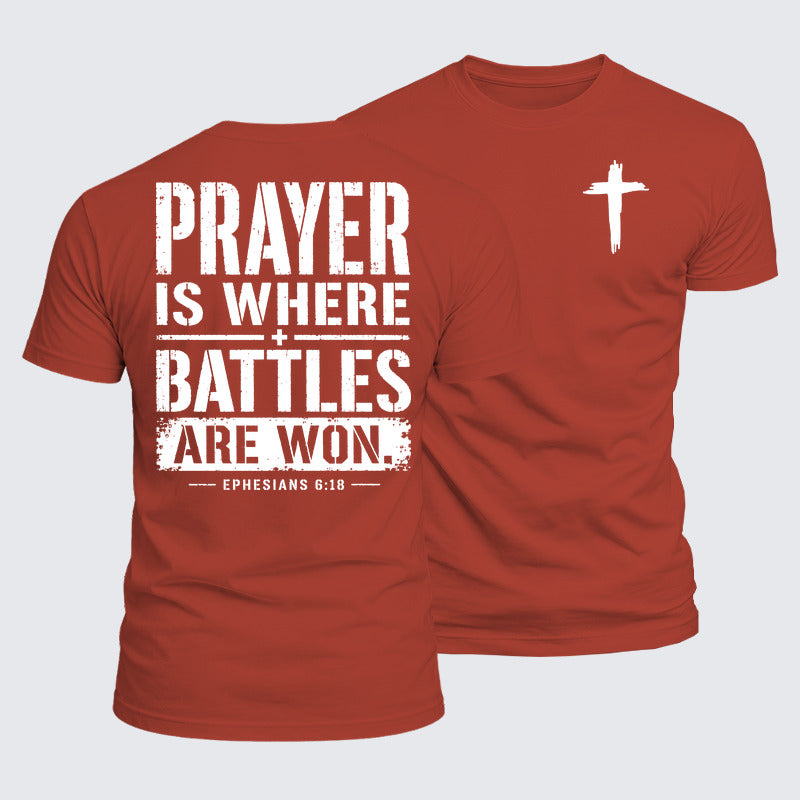 Luxe Mercerized Cotton Tee - Prayer Is Where Battles Are Won