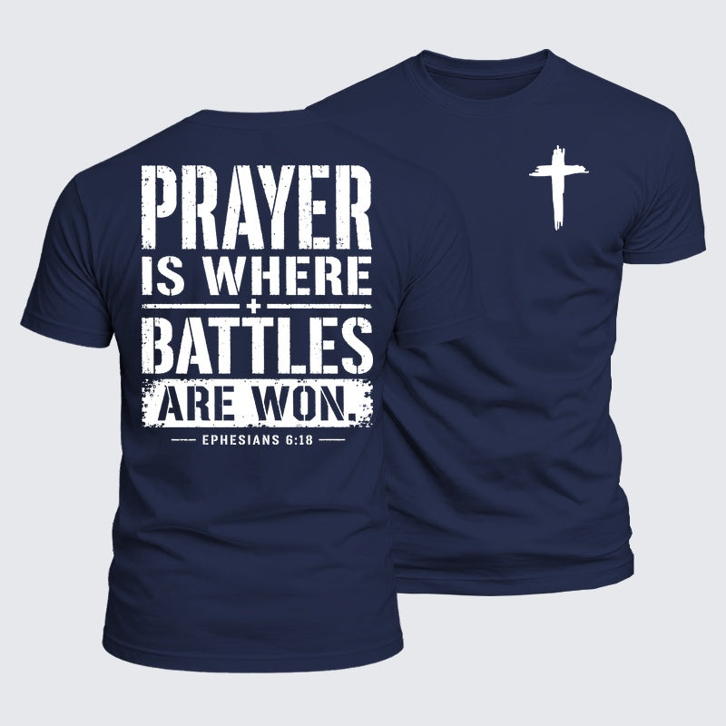 Luxe Mercerized Cotton Tee - Prayer Is Where Battles Are Won