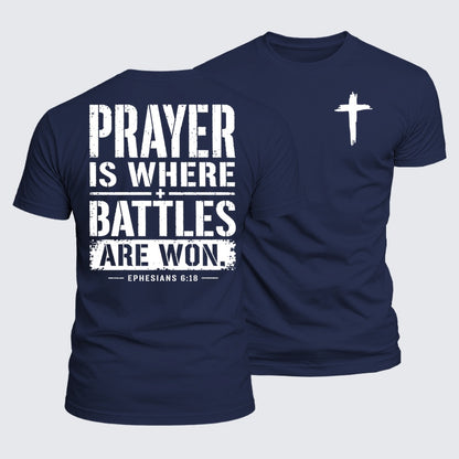Luxe Mercerized Cotton Tee - Prayer Is Where Battles Are Won
