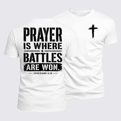 Luxe Mercerized Cotton Tee - Prayer Is Where Battles Are Won