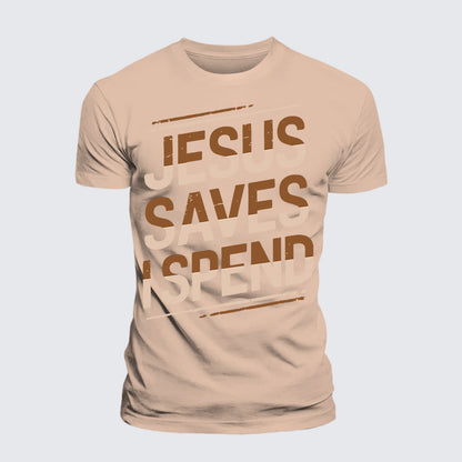 Luxe Mercerized Cotton Tee - Jesus Saves I Spend