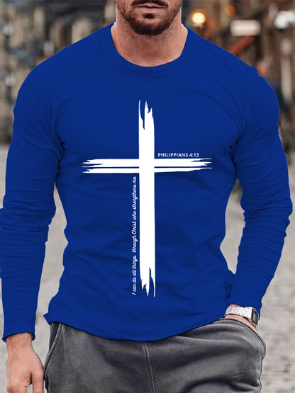 I Can Do All Things Through Christ Philippians 4:13 Christian Cotton Long Sleeve T-Shirt