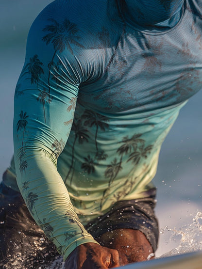 Men's Outdoor Sun Protection Breathable Cool Face Mask Hooded Printed Long-Sleeved Top