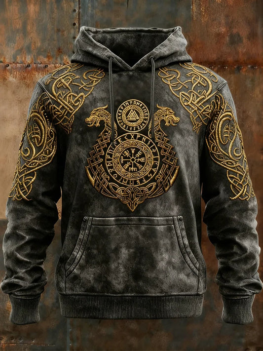 Men's Viking Valcnut Vegvisir Print Hoodie