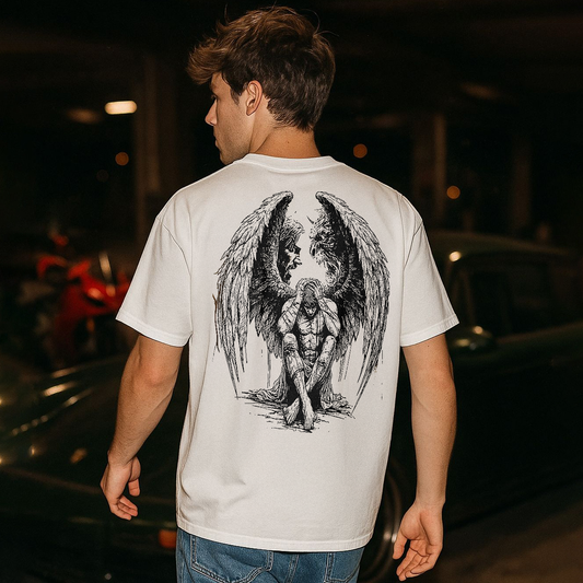 The Struggle Between Divinity And Despair Printed Men's T-shirt