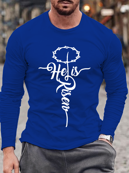 He Is Risen Christian Cotton Long Sleeve T-Shirt