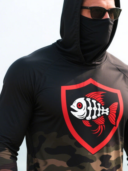 Men's Outdoor Fishing Sun Protection Breathable Cooling Mask Hooded Sun Protection Long Sleeve Top
