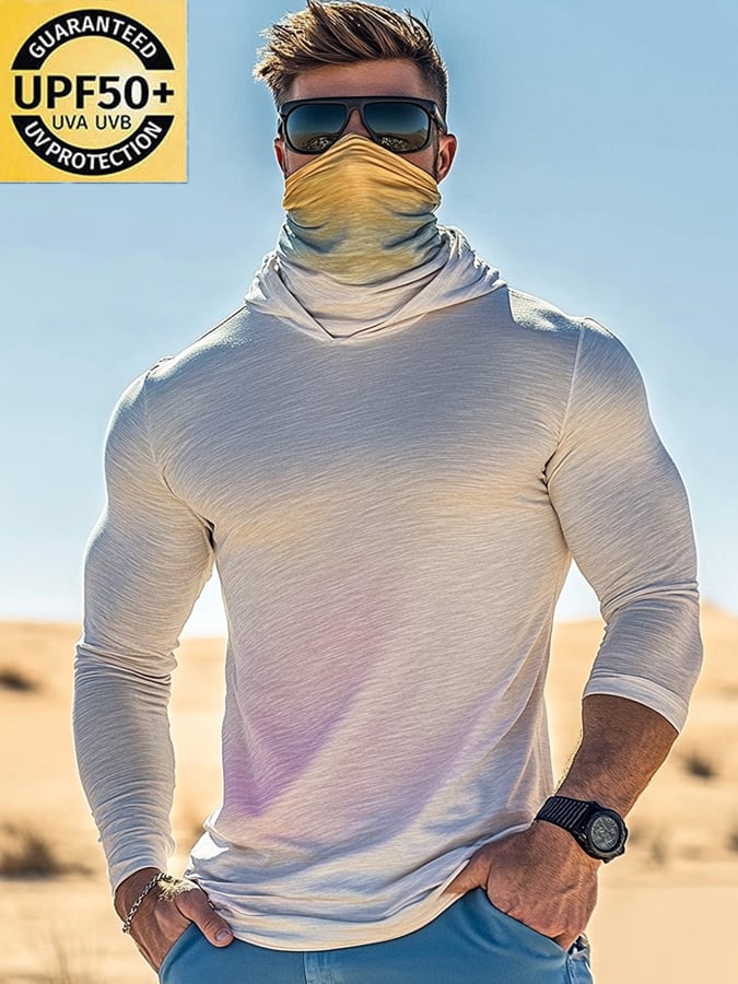 Men's Outdoor Sun Protection Breathable Cool Hooded Sun Protection Long Sleeve Top