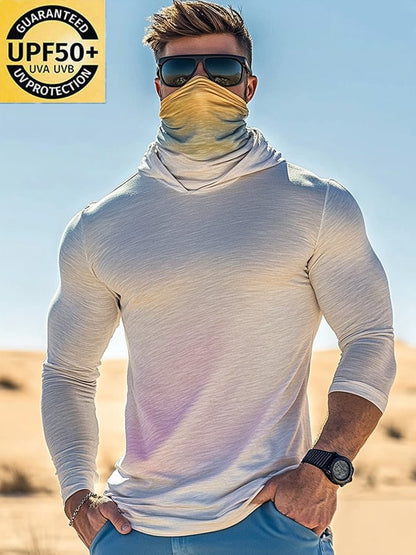 Men's Outdoor Sun Protection Breathable Cool Hooded Sun Protection Long Sleeve Top