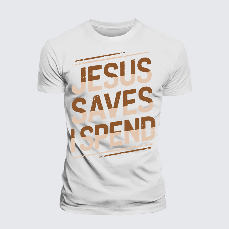 Luxe Mercerized Cotton Tee - Jesus Saves I Spend