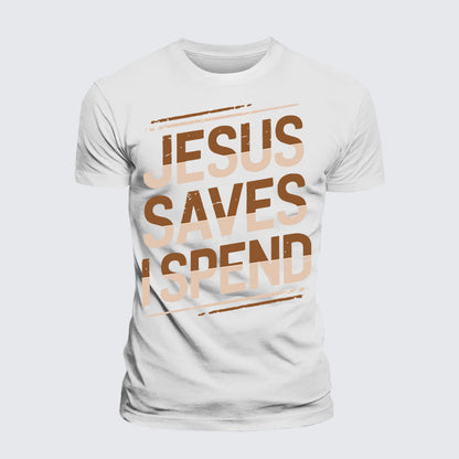 Luxe Mercerized Cotton Tee - Jesus Saves I Spend