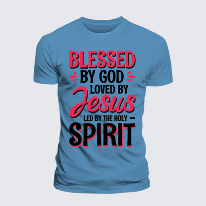 Luxe Mercerized Cotton Tee - Blessed By God Loved By Jesus Led By The Holy Spirit