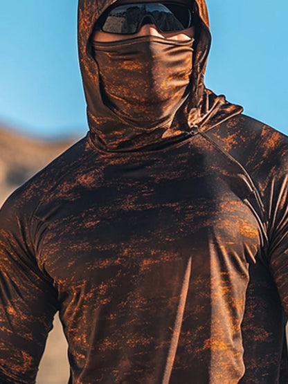 Men's Outdoor Sun Protection Breathable Cool Mask Hooded Sun Protection Long-Sleeved Top