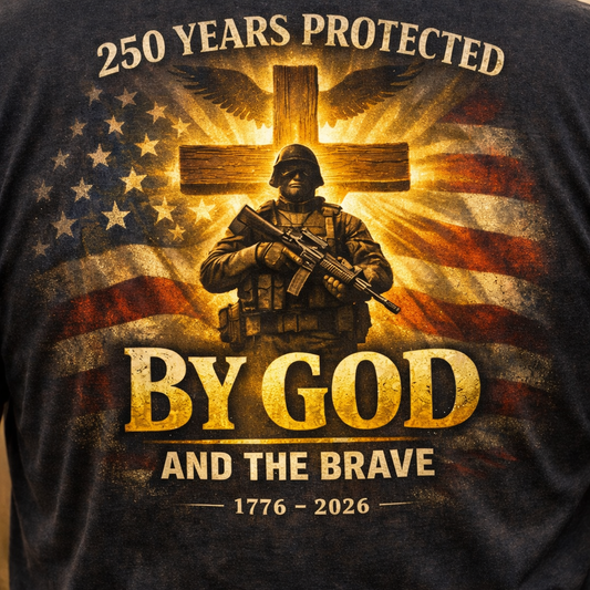 250 Years Protected By God And The Brave 1776 - 2026 T-Shirt
