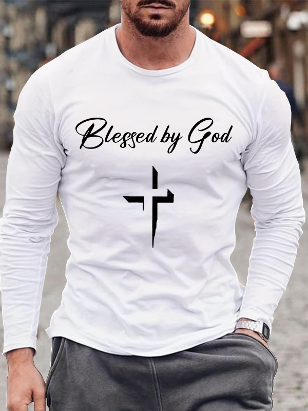 Blessed By God Christian Cotton Long Sleeve T-Shirt