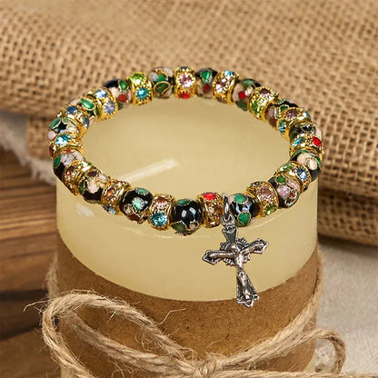 Handcrafted Cloisonné Beads Timeless Faith Bracelet A Testament of Christ's Presence