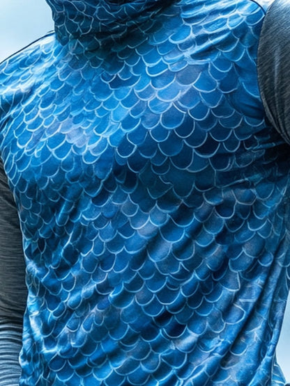 Men's Outdoor Sun Protection Breathable Cooling Mask Hooded Sun Protection Long-Sleeved Top