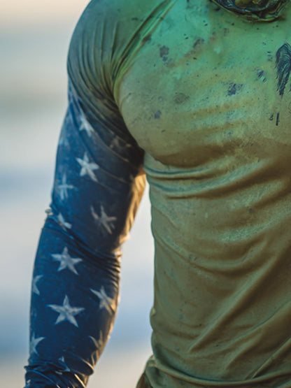 Men's Outdoor Sunscreen Breathable Cool Hooded Printed Surf Long-Sleeve Top