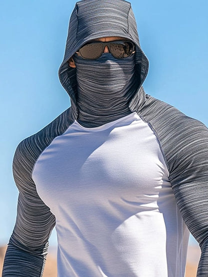 Men's Outdoor Sun Protection Breathable Cool Hooded Sun Protection Long-Sleeved Top