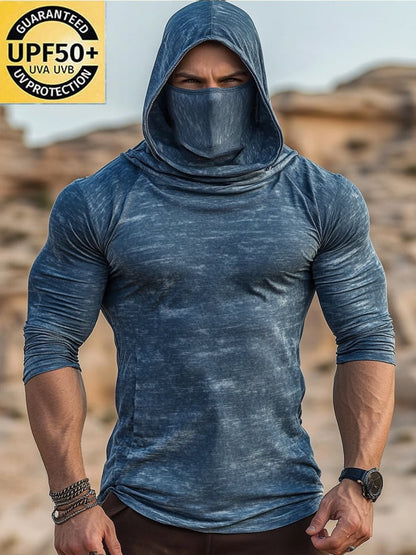 Men's Outdoor Sun Protection Breathable Cool Hooded Sun Protection Long Sleeve Top