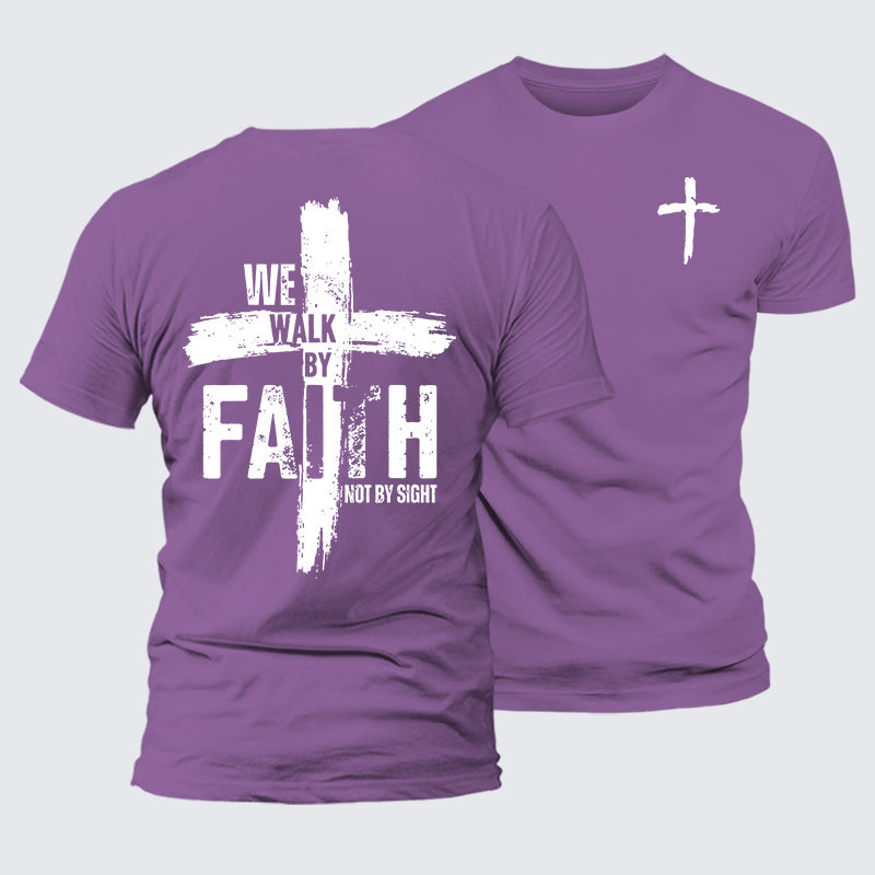 Luxe Mercerized Cotton Tee - We Walk By Faith Not By Sight