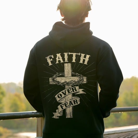 Faith Over Fear Printed Men's Hoodie