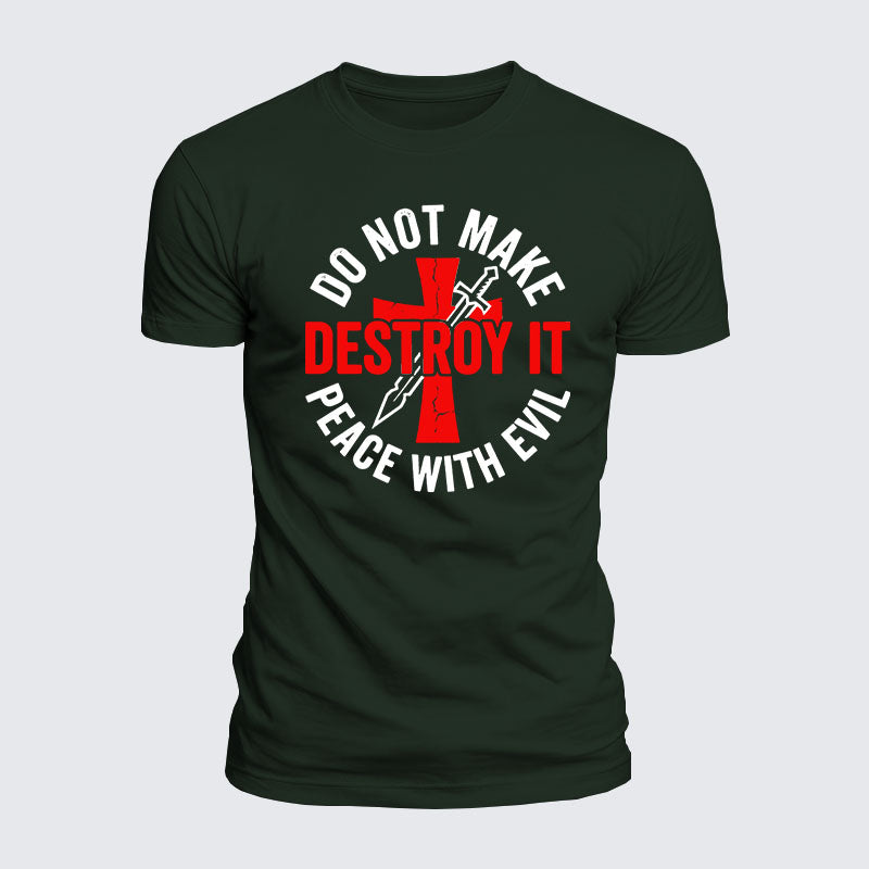 Luxe Mercerized Cotton Tee -  Make No Peace with Evil Knight Templar Jerusalem Cross