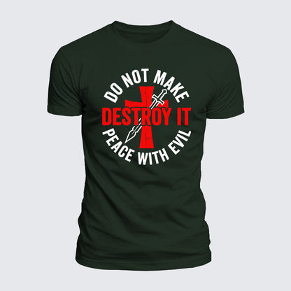Luxe Mercerized Cotton Tee -  Make No Peace with Evil Knight Templar Jerusalem Cross